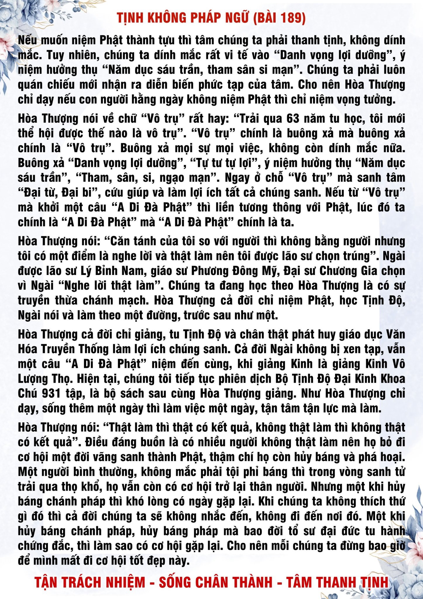 189 · Tịnh Không Pháp Ngữ - 189